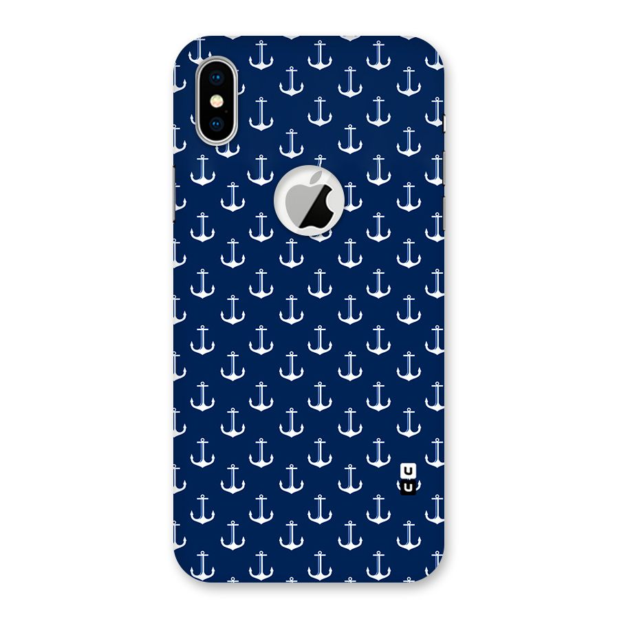 Nautical Pattern Back Case for iPhone X Logo Cut
