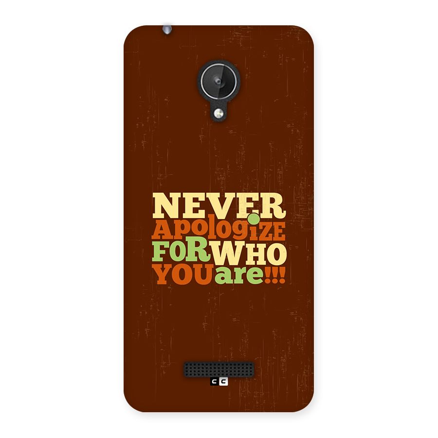 Never Apologize Back Case for Canvas Spark Q380