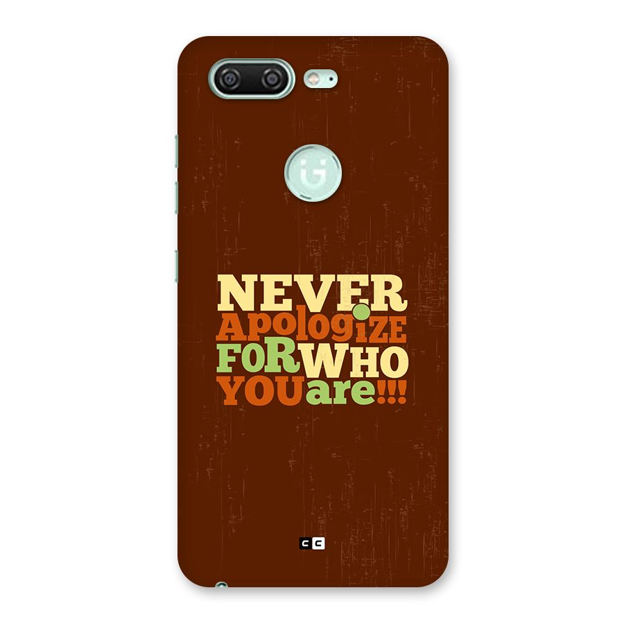 Never Apologize Back Case for Gionee S10