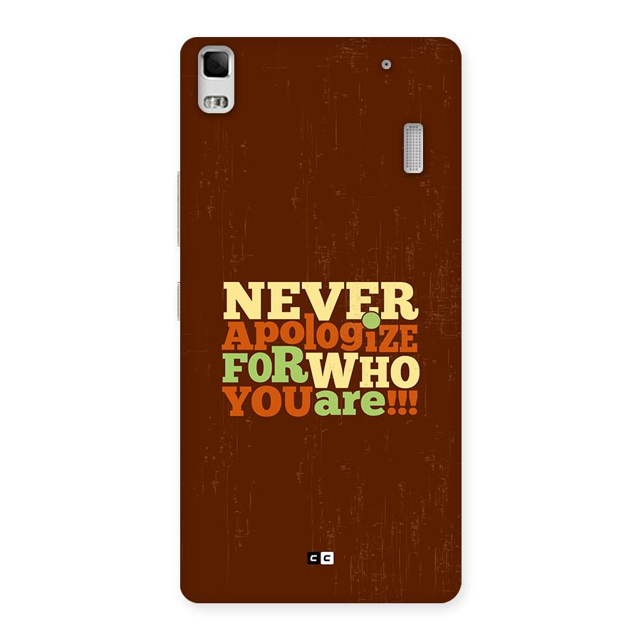 Never Apologize Back Case for Lenovo K3 Note
