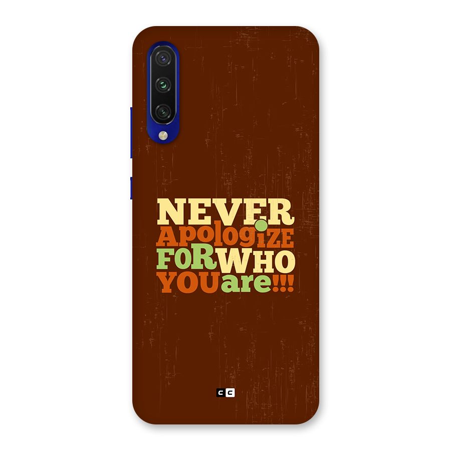 Never Apologize Back Case for Mi A3