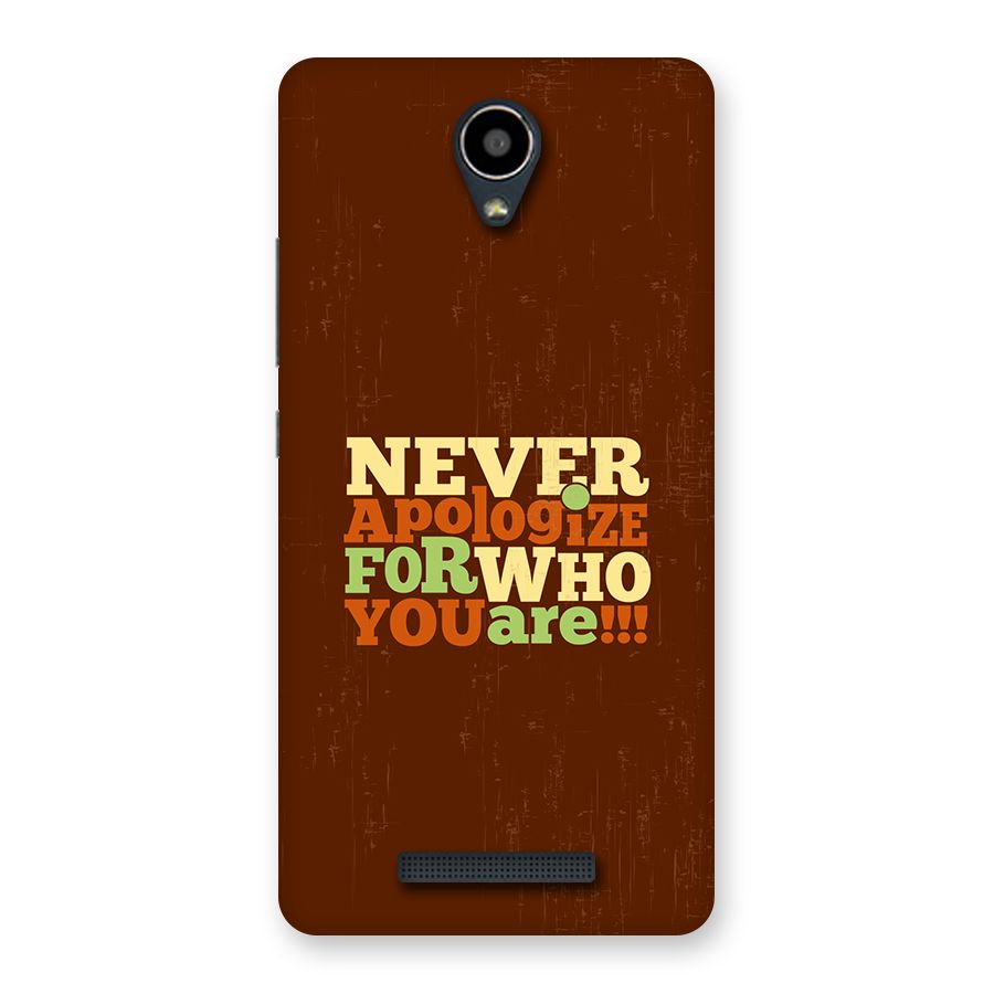 Never Apologize Back Case for Redmi Note 2