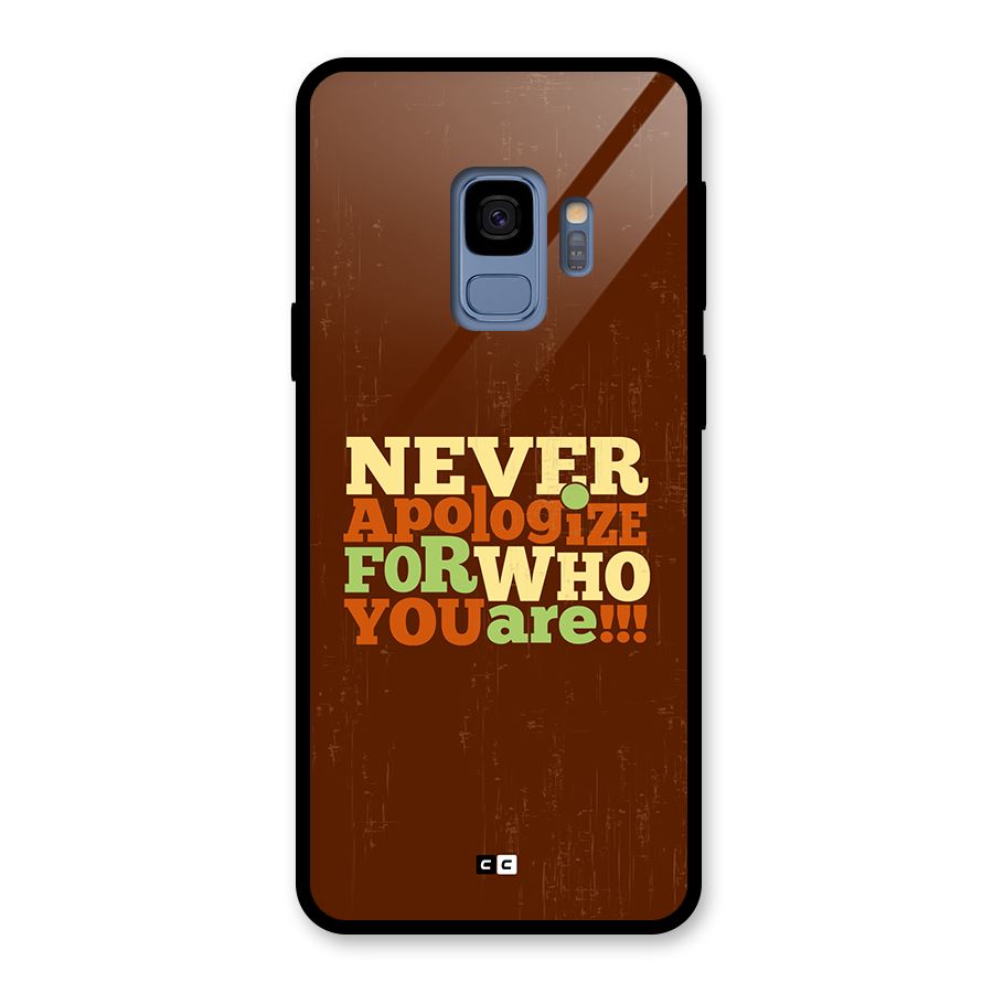 Never Apologize Glass Back Case for Galaxy S9