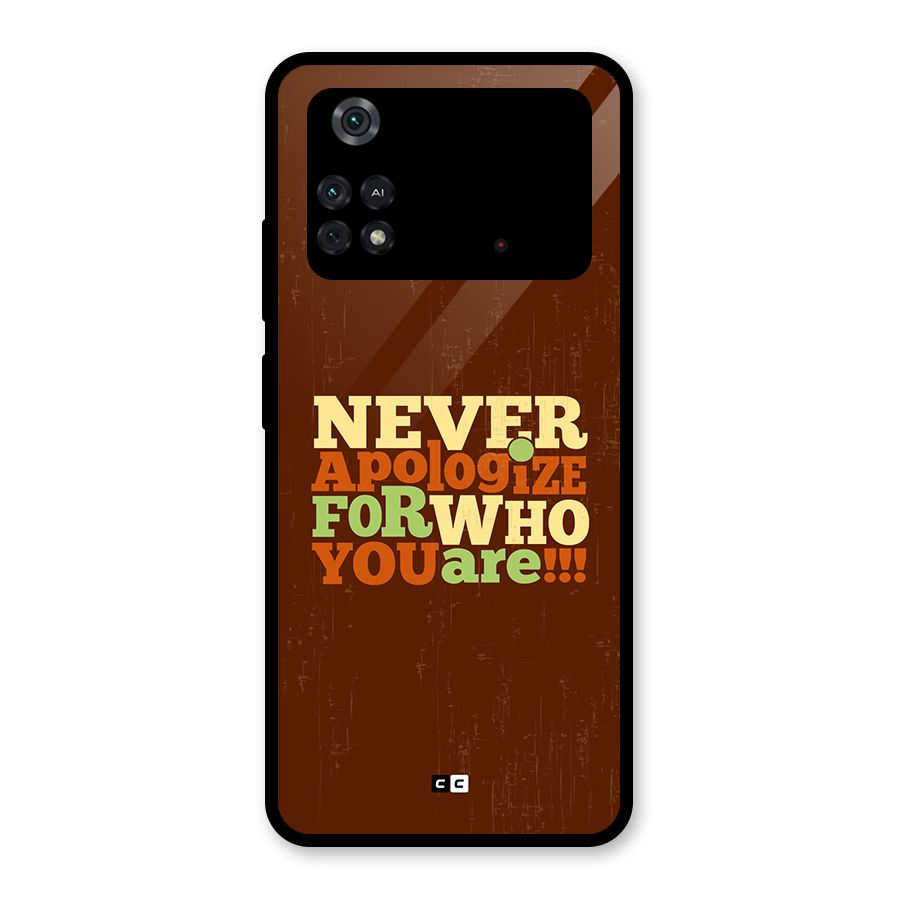 Never Apologize Glass Back Case for Poco M4 Pro 4G