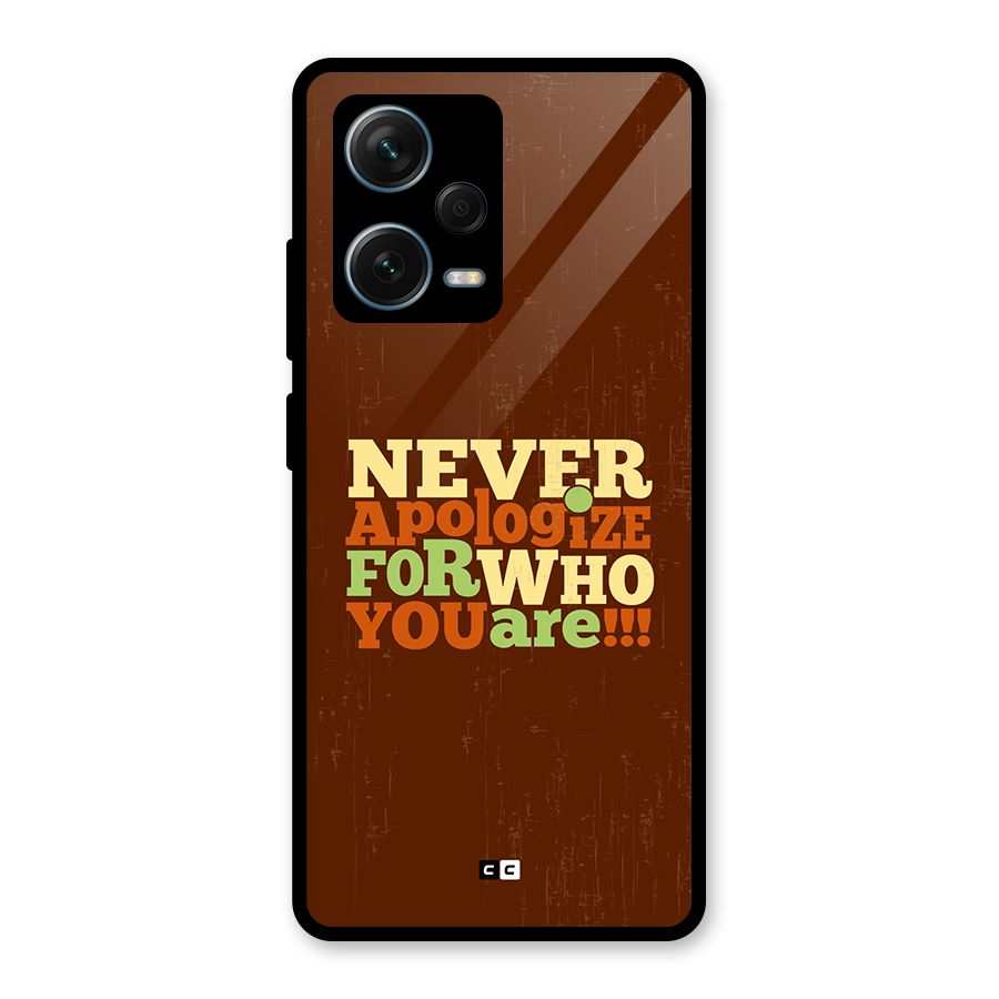 Never Apologize Glass Back Case for Redmi Note 12 Pro Plus 5G