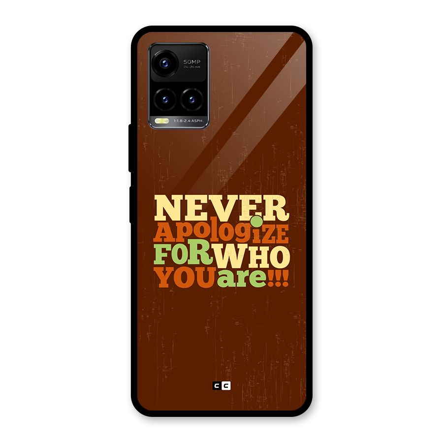 Never Apologize Glass Back Case for Vivo Y21G