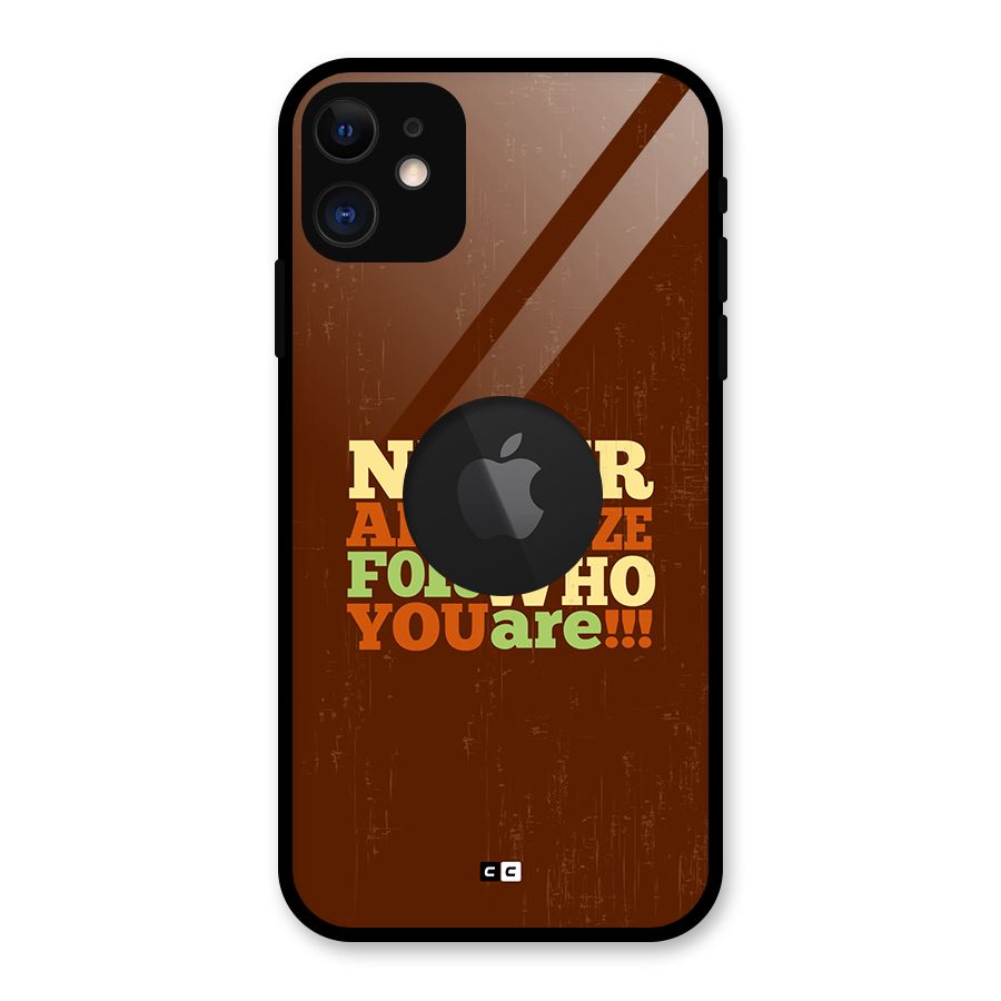 Never Apologize Glass Back Case for iPhone 11 Logo Cut