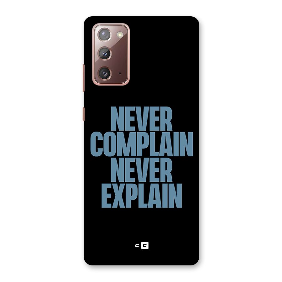 Never Complain Never Explain Back Case for Galaxy Note 20
