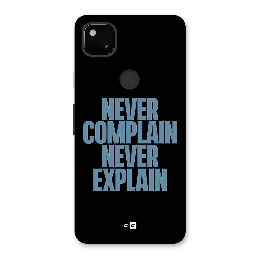 Never Complain Never Explain Glass Back Case for Google Pixel 4a