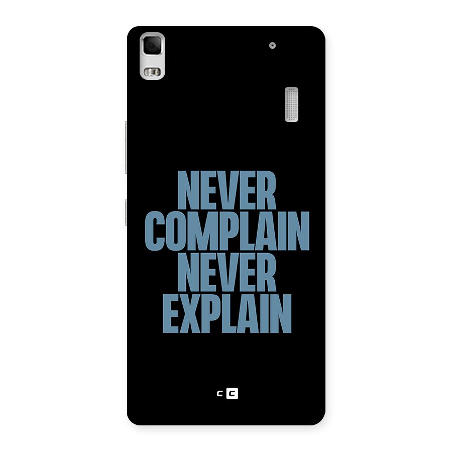 Never Complain Never Explain Back Case for Lenovo K3 Note