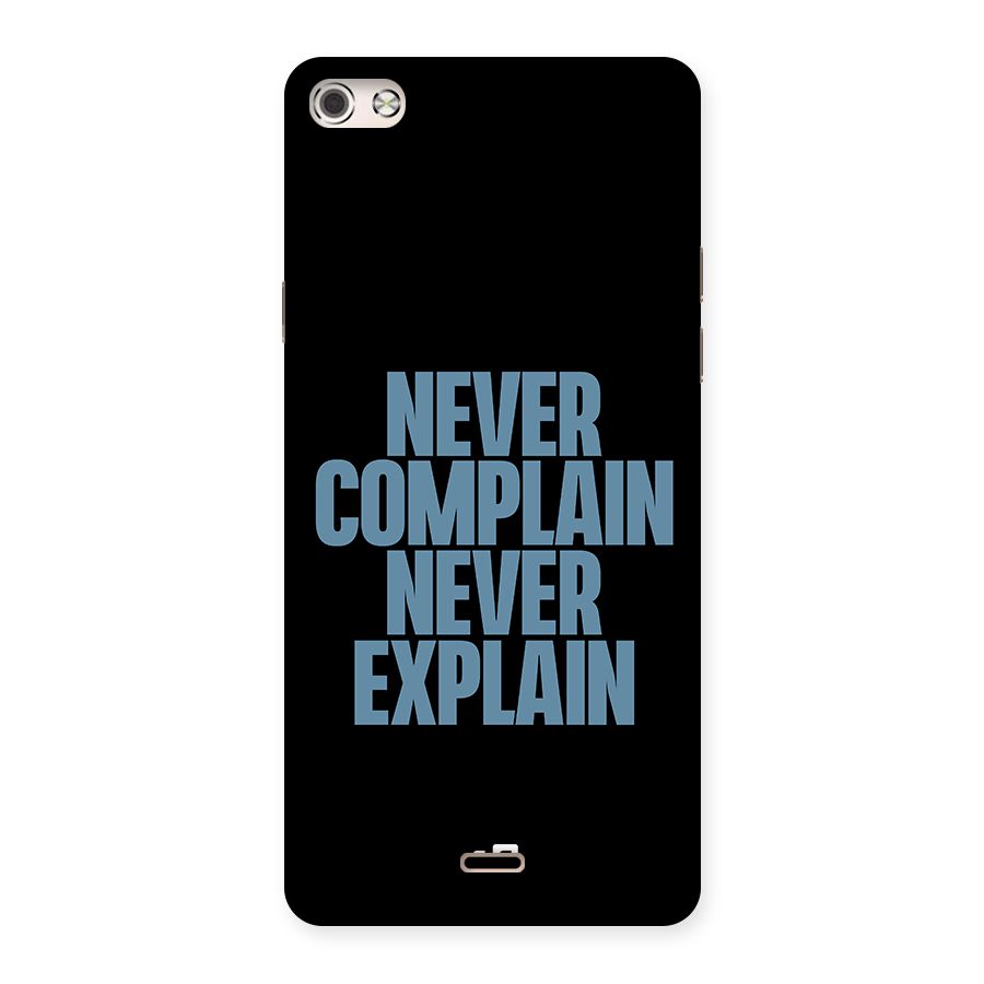 Never Complain Never Explain Back Case for Micromax Canvas Silver 5