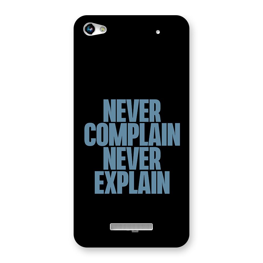 Never Complain Never Explain Back Case for Micromax Hue 2