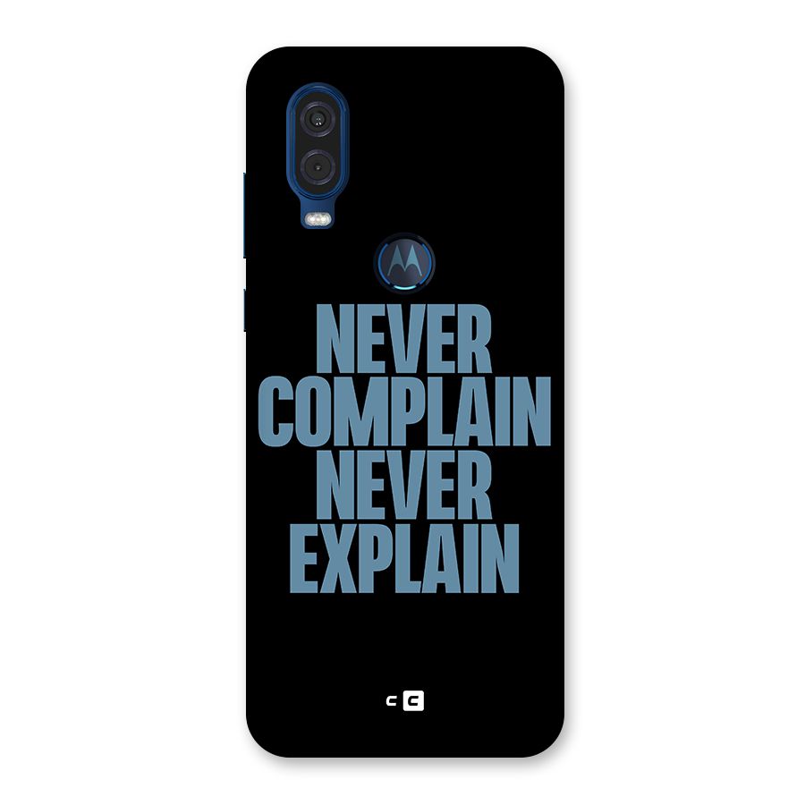 Never Complain Never Explain Back Case for Motorola One Vision