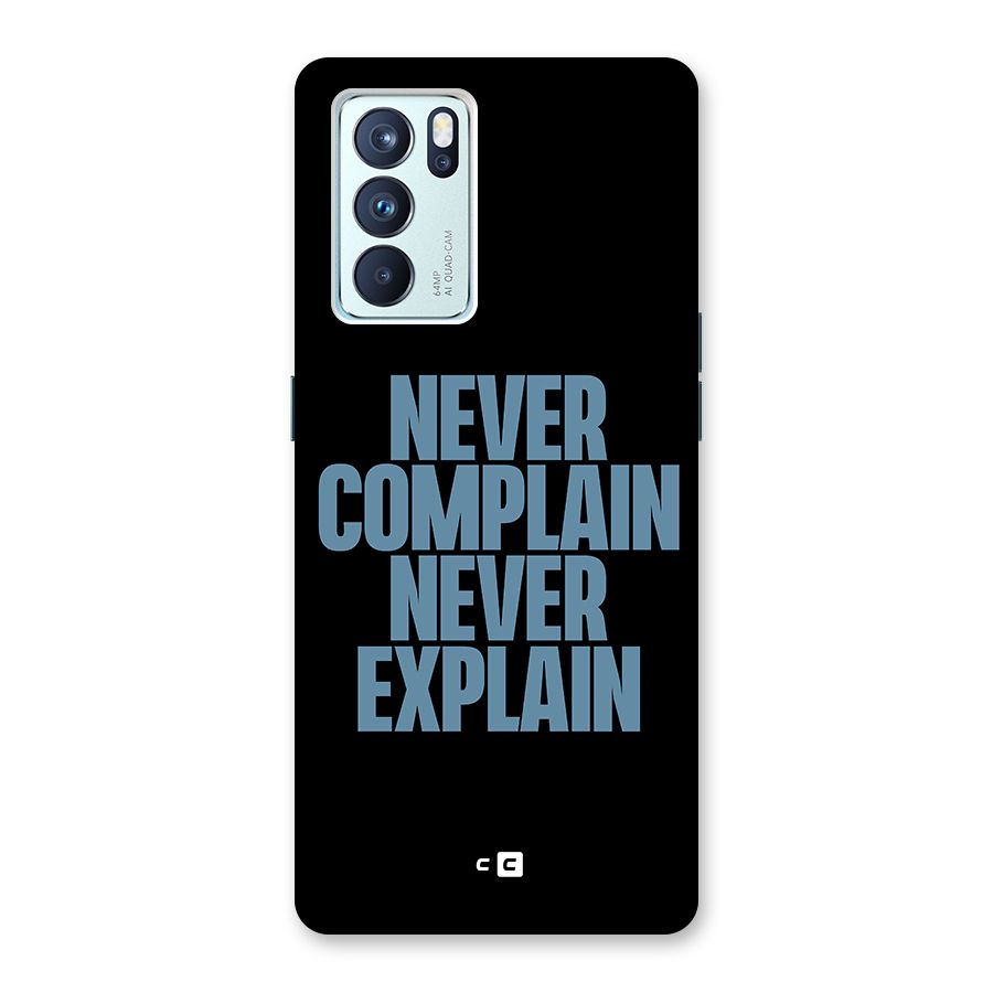 Never Complain Never Explain Glass Back Case for Oppo Reno6 Pro 5G
