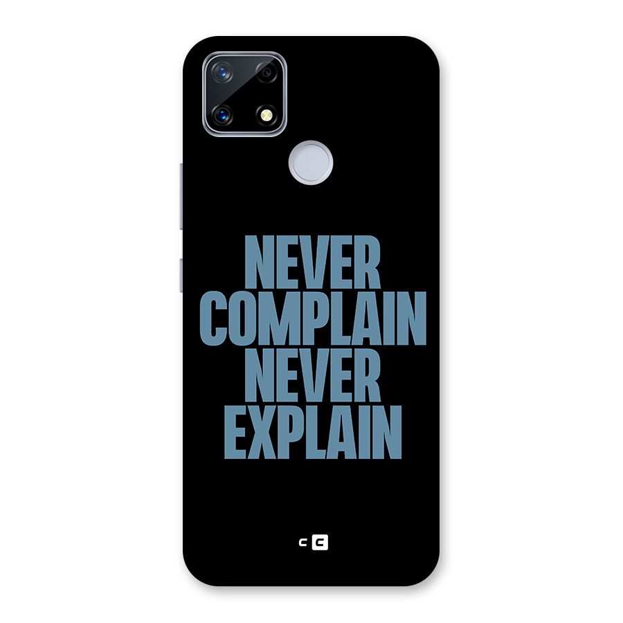 Never Complain Never Explain Glass Back Case for Realme Narzo 20