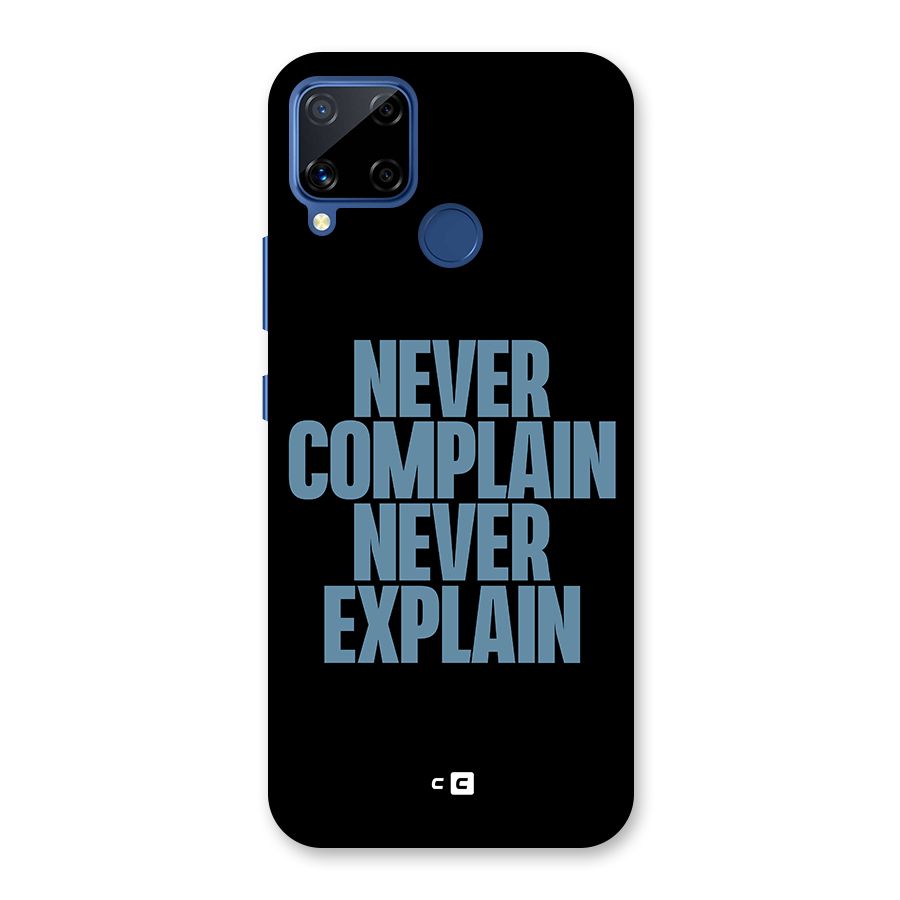 Never Complain Never Explain Glass Back Case for Realme Narzo 30A