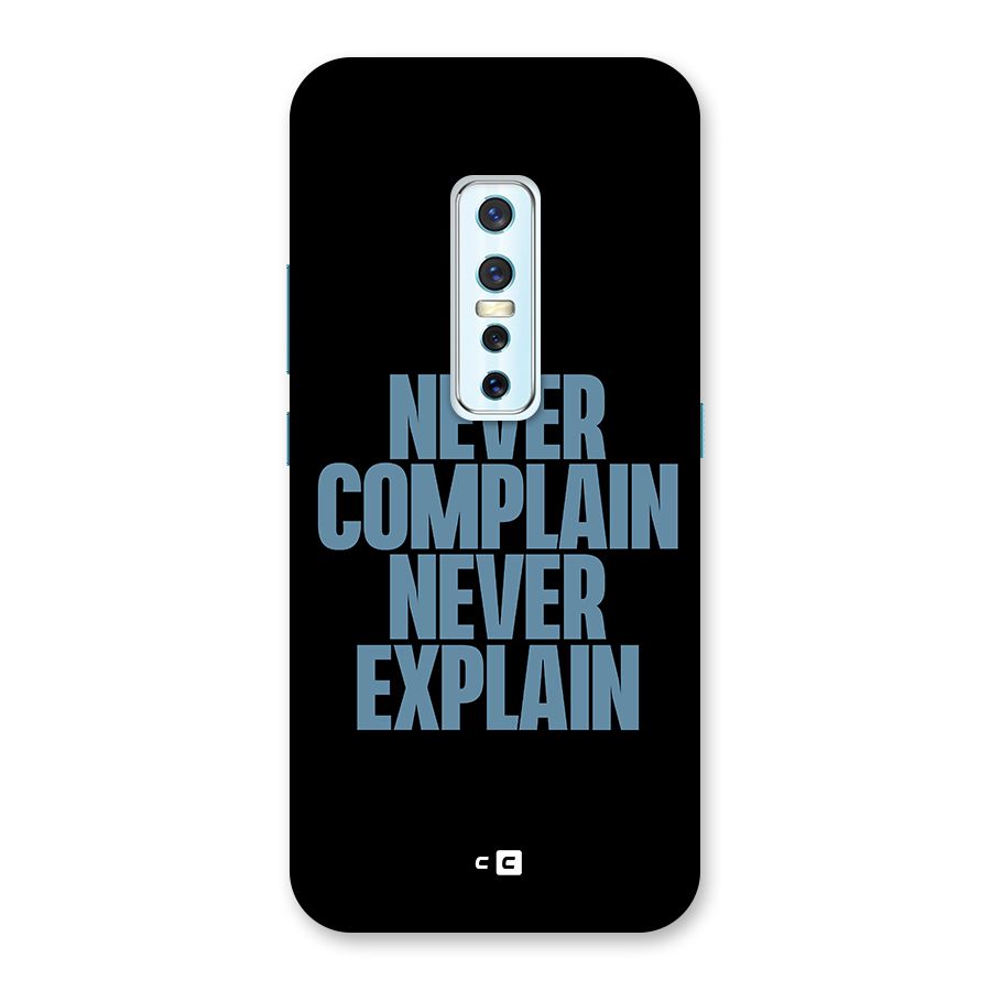 Never Complain Never Explain Back Case for Vivo V17 Pro