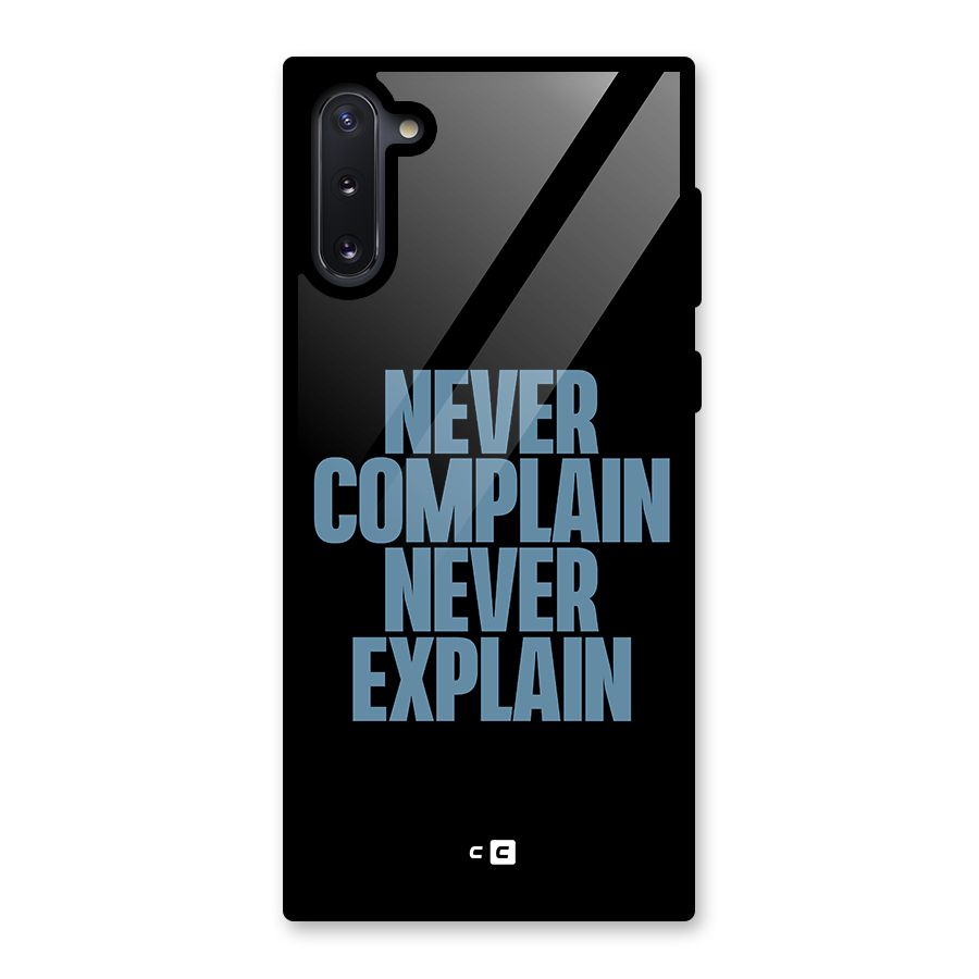 Never Complain Never Explain Glass Back Case for Galaxy Note 10