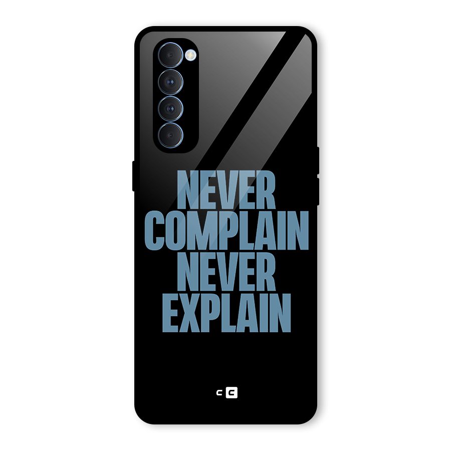 Never Complain Never Explain Glass Back Case for Oppo Reno4 Pro