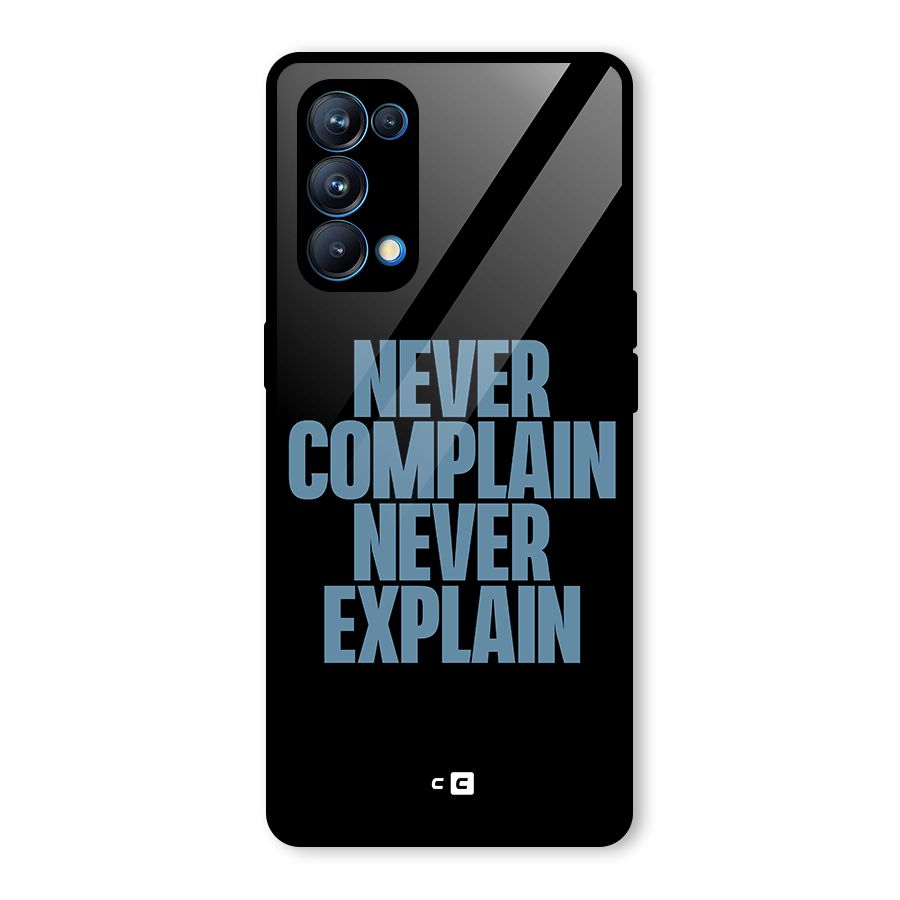 Never Complain Never Explain Glass Back Case for Oppo Reno5 Pro 5G