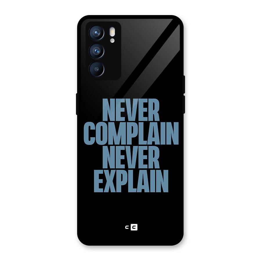 Never Complain Never Explain Glass Back Case for Oppo Reno6 5G