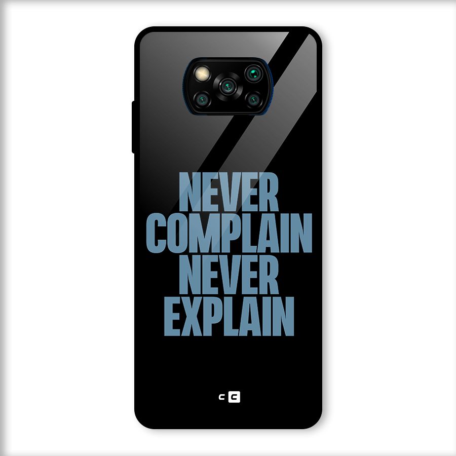 Never Complain Never Explain Glass Back Case for Poco X3