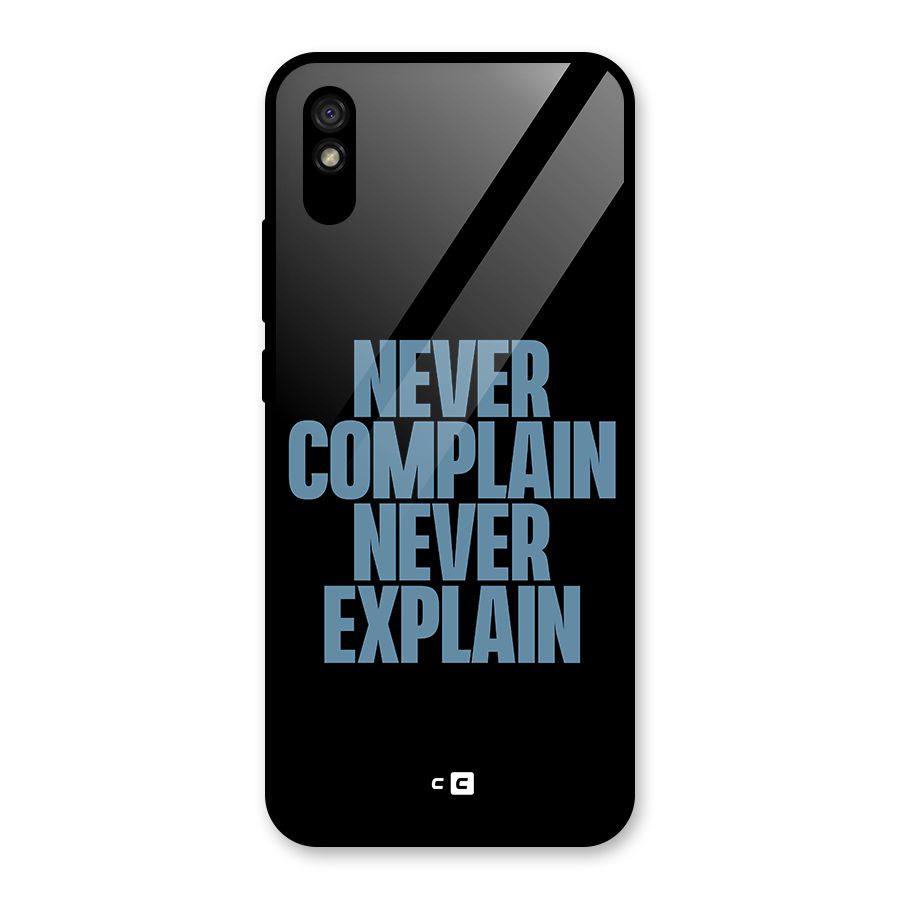 Never Complain Never Explain Glass Back Case for Redmi 9A
