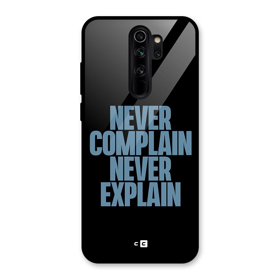 Never Complain Never Explain Glass Back Case for Redmi Note 8 Pro
