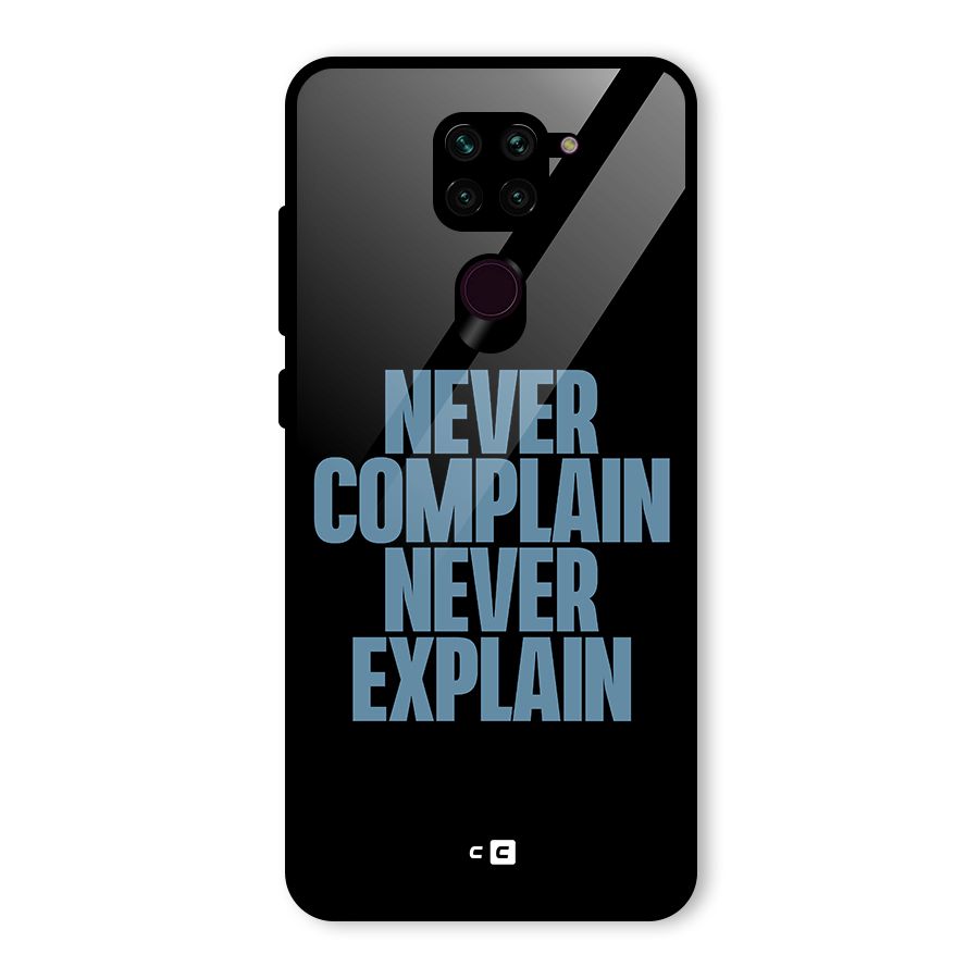 Never Complain Never Explain Glass Back Case for Redmi Note 9