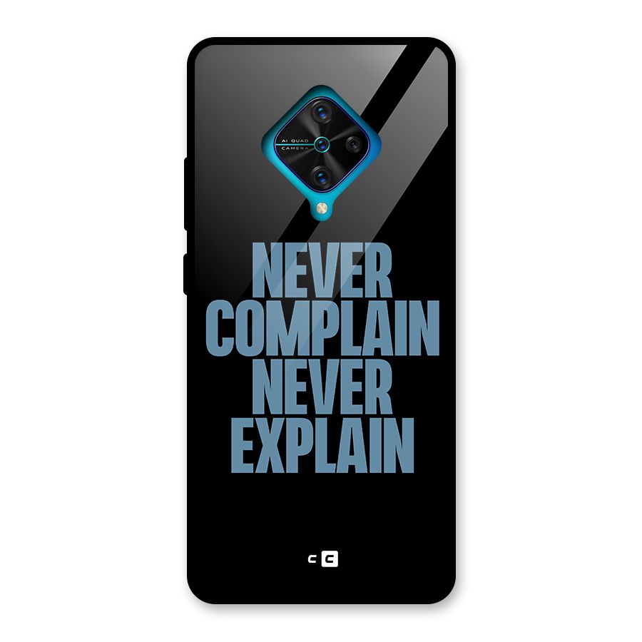 Never Complain Never Explain Glass Back Case for Vivo S1 Pro