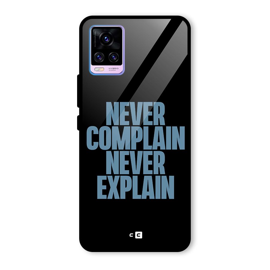 Never Complain Never Explain Glass Back Case for Vivo V20 Pro