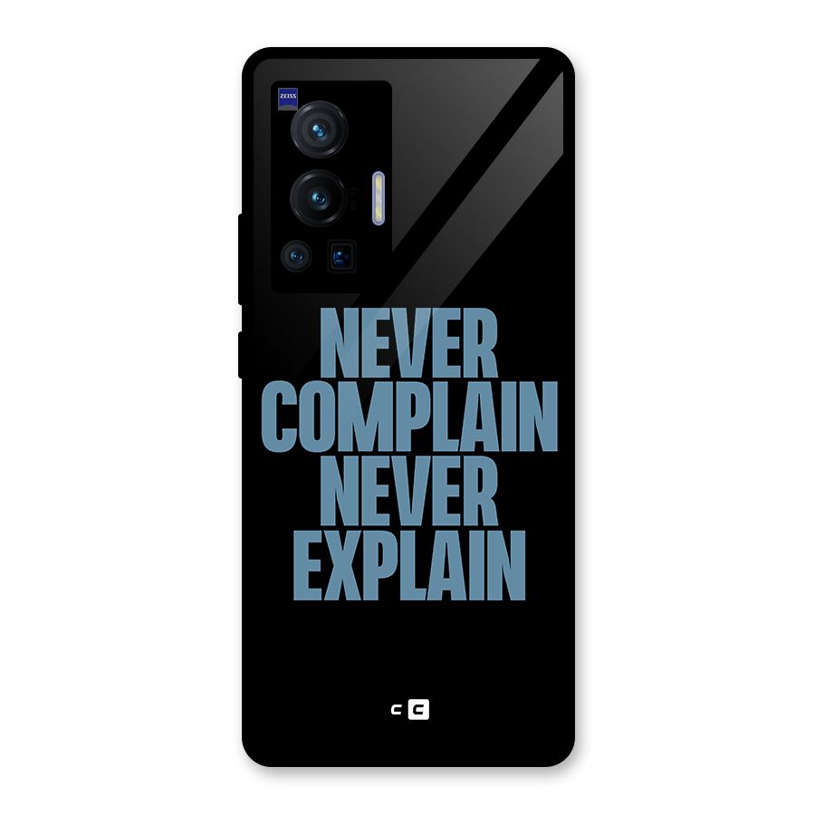 Never Complain Never Explain Glass Back Case for Vivo X70 Pro