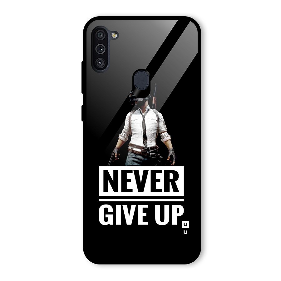 Never Giveup Glass Back Case for Galaxy M11