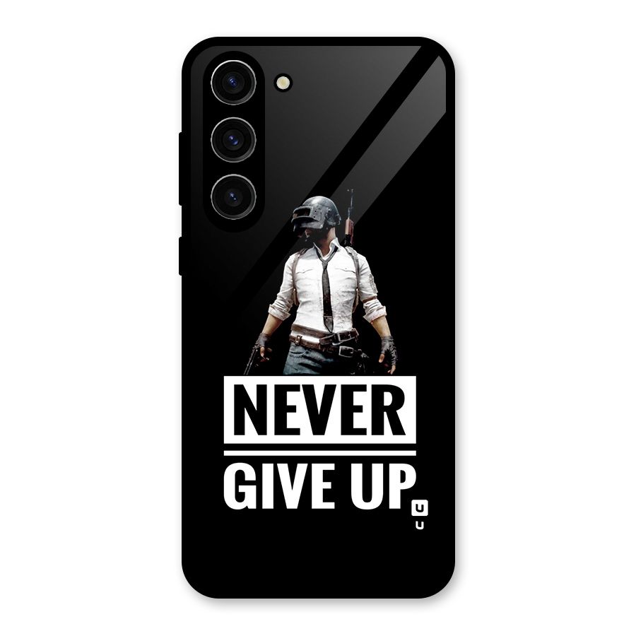 Never Giveup Glass Back Case for Galaxy S23 Plus