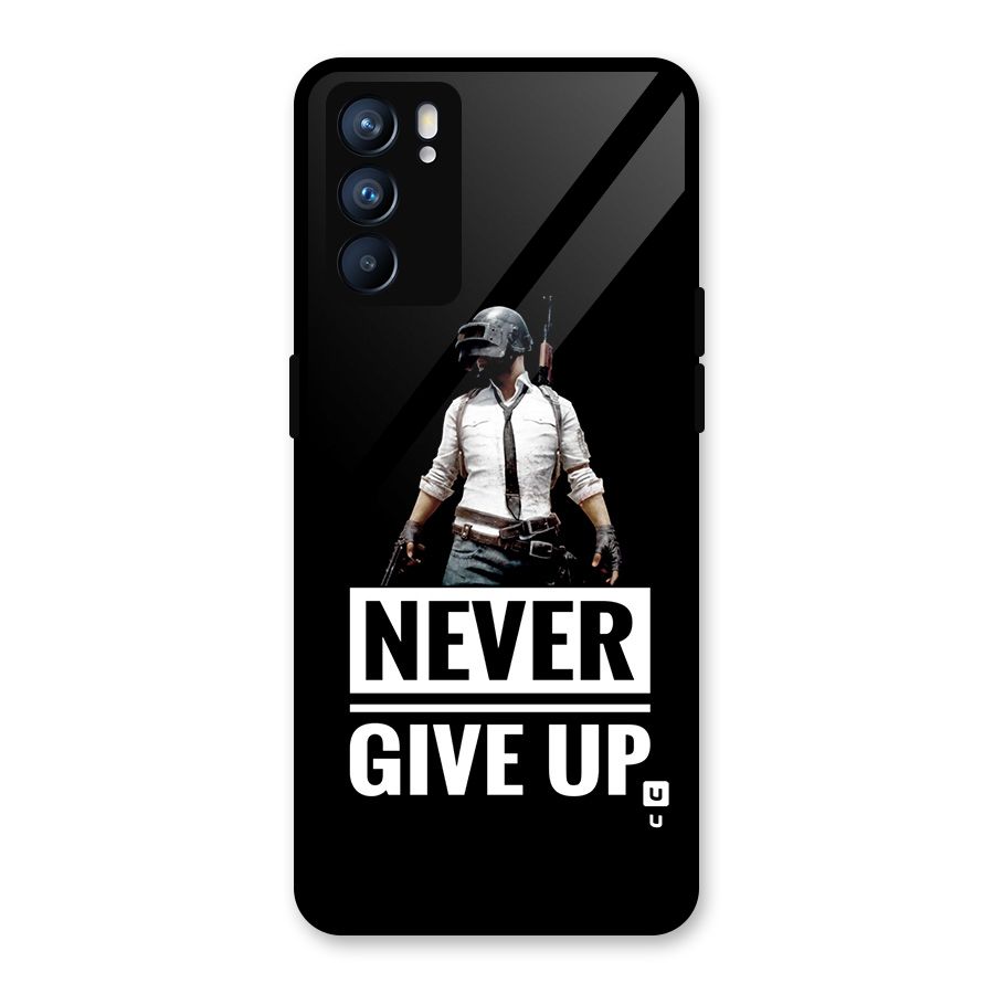Never Giveup Glass Back Case for Oppo Reno6 5G