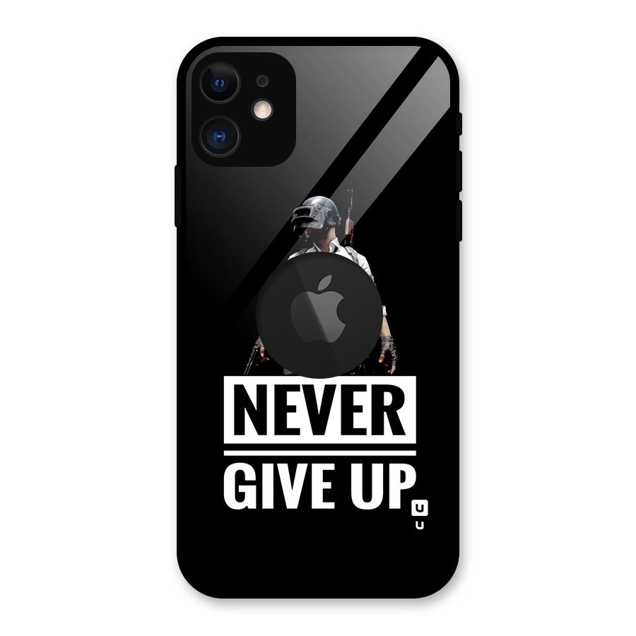 Never Giveup Glass Back Case for iPhone 11 Logo Cut