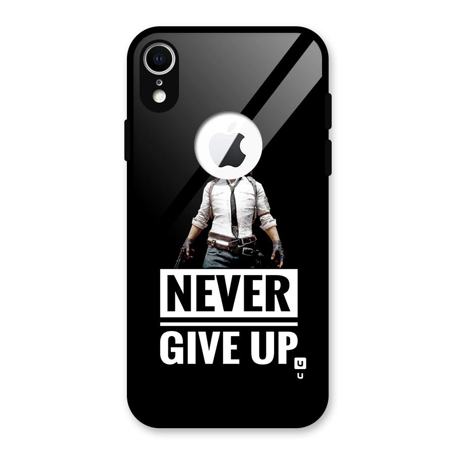 Never Giveup Glass Back Case for iPhone XR Logo Cut