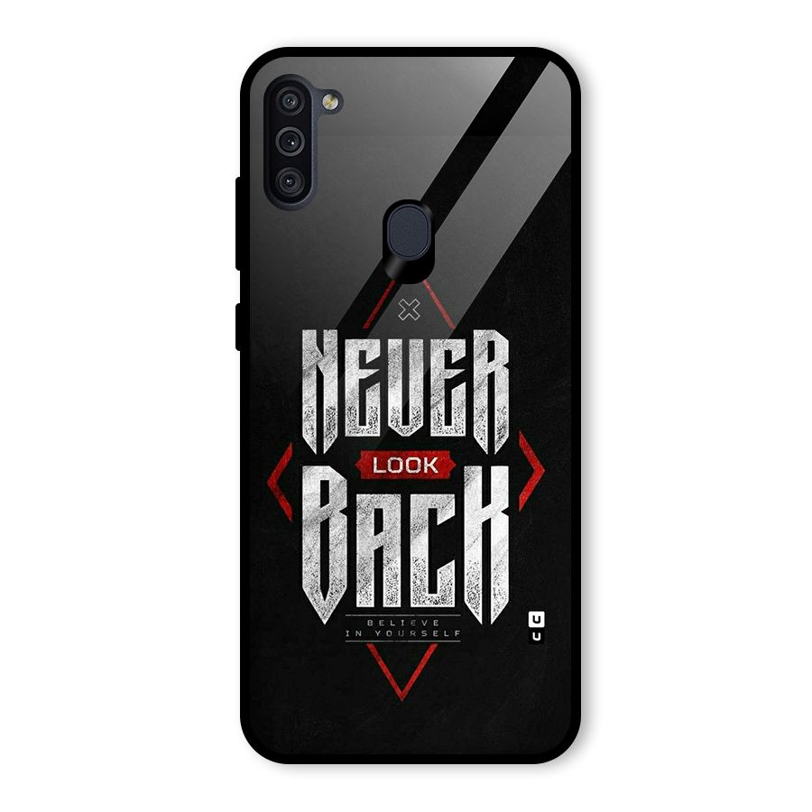 Never Look Back Diamond Glass Back Case for Galaxy M11