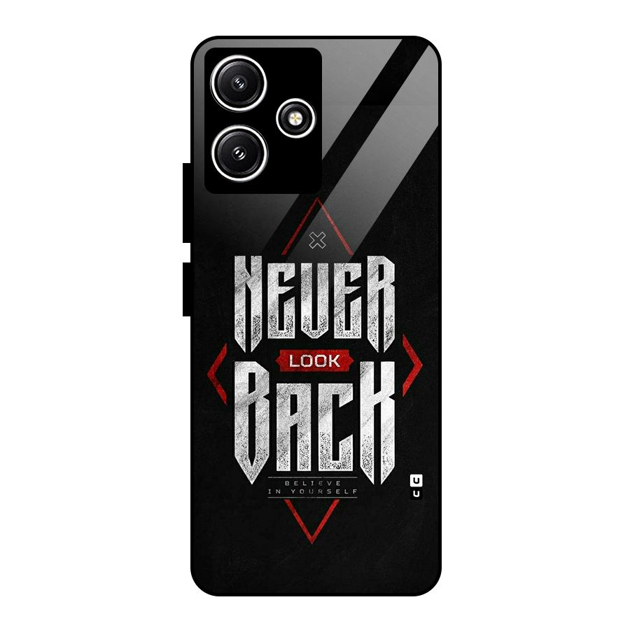 Never Look Back Diamond Glass Back Case for Poco M6 Pro