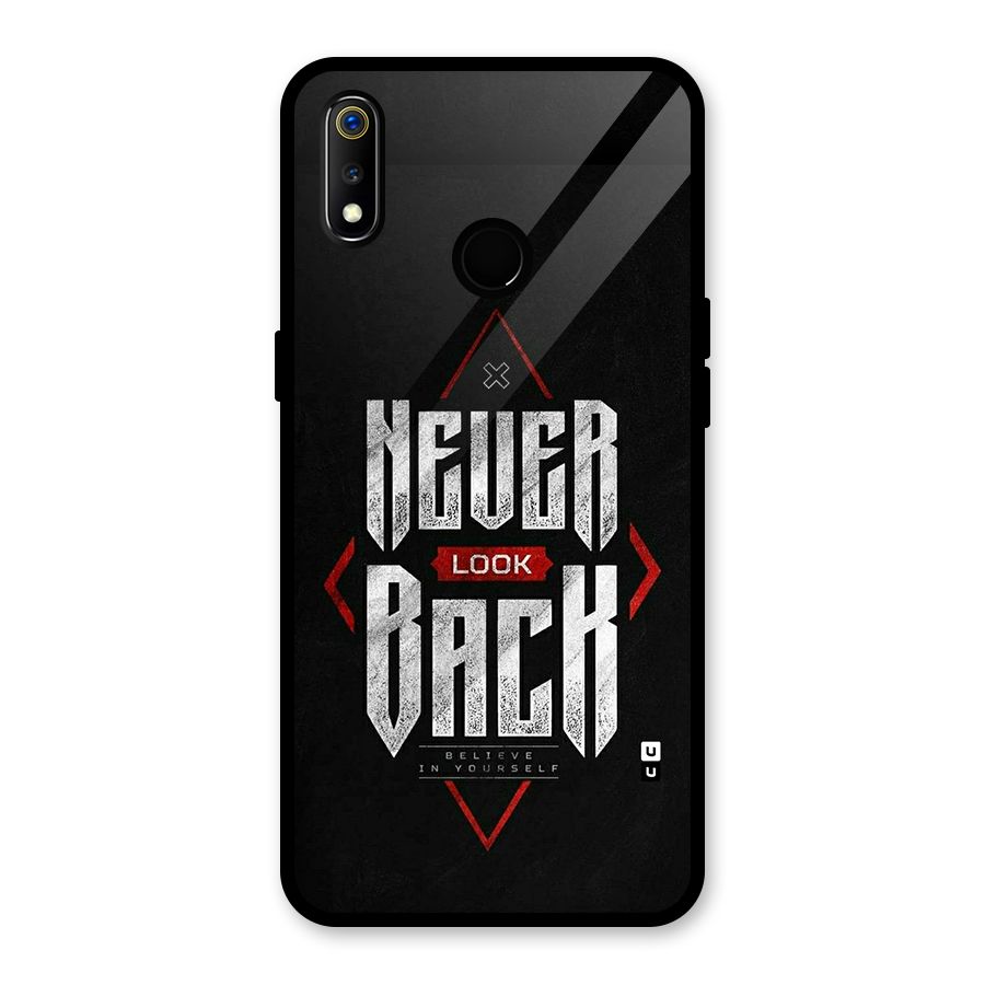 Never Look Back Diamond Glass Back Case for Realme 3