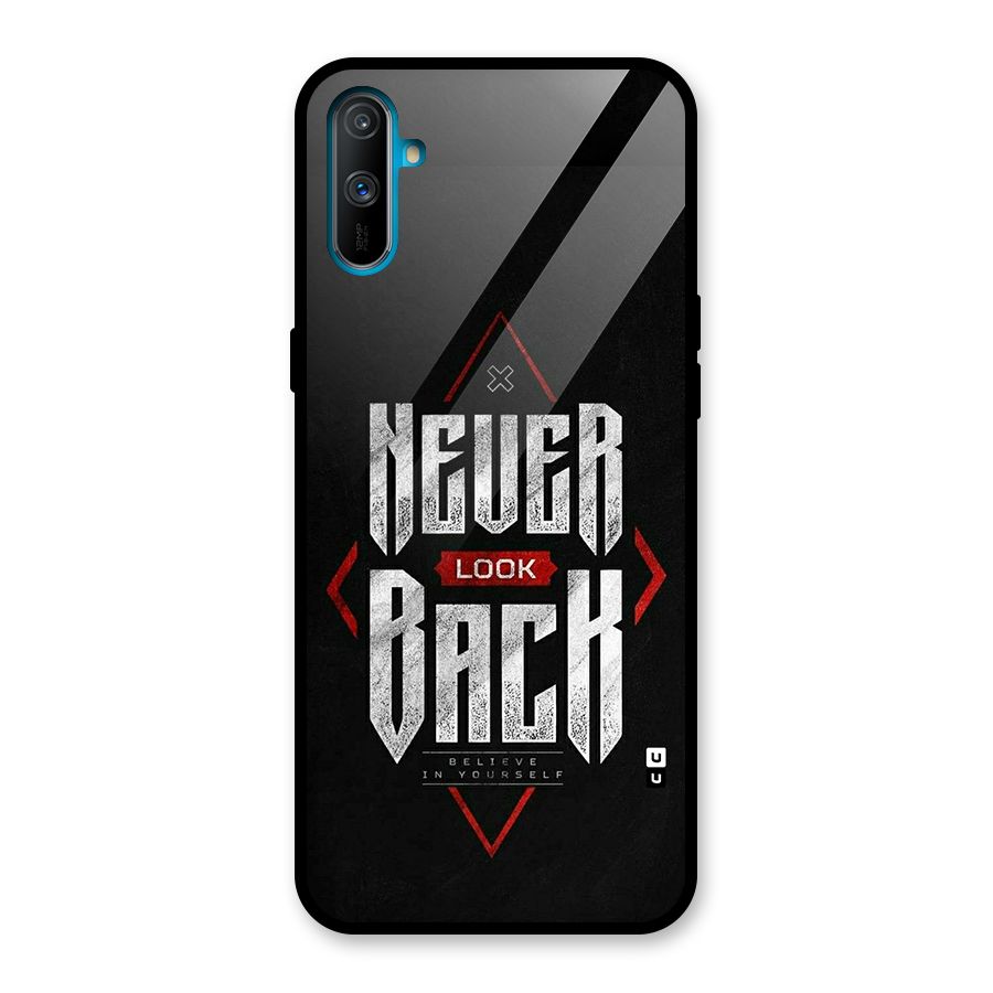 Never Look Back Diamond Glass Back Case for Realme C3