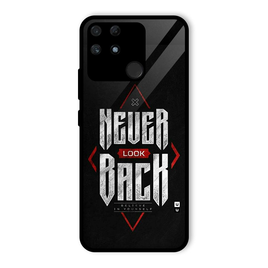 Never Look Back Diamond Glass Back Case for Realme Narzo 50A