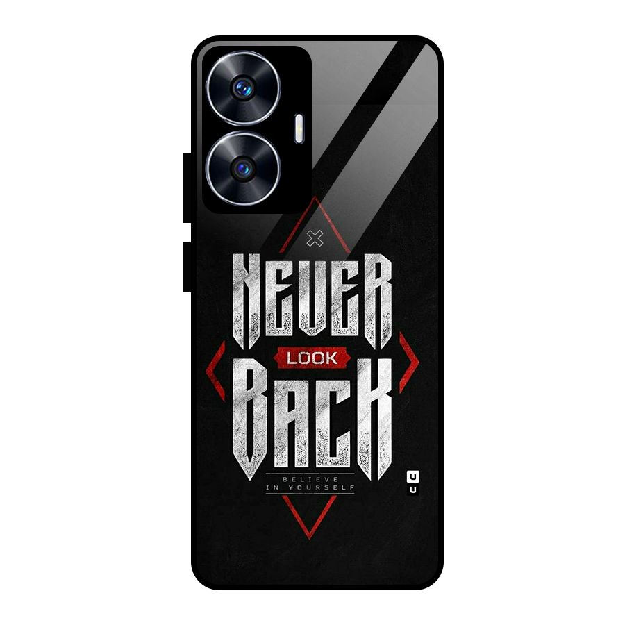 Never Look Back Diamond Glass Back Case for Realme Narzo N55