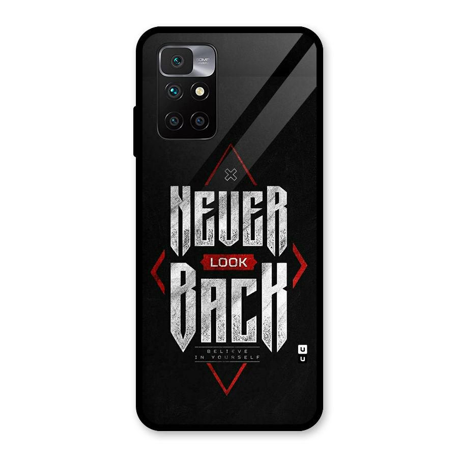 Never Look Back Diamond Glass Back Case for Redmi 10 Prime