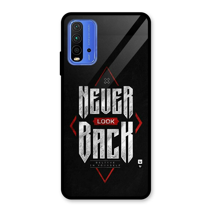 Never Look Back Diamond Glass Back Case for Redmi 9 Power