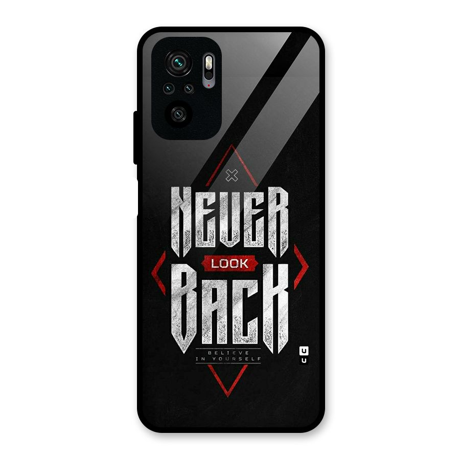 Never Look Back Diamond Glass Back Case for Redmi Note 10
