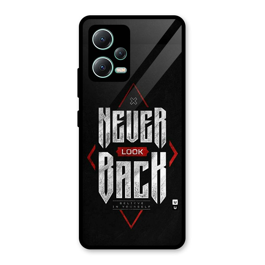 Never Look Back Diamond Glass Back Case for Redmi Note 12 5G