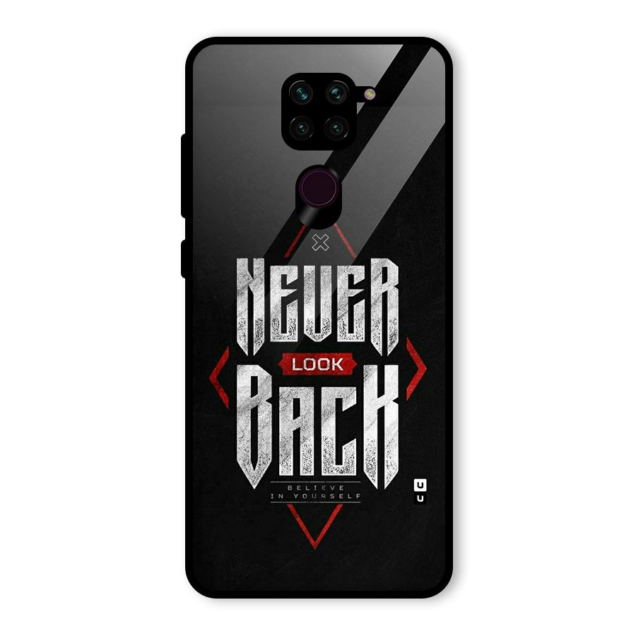 Never Look Back Diamond Glass Back Case for Redmi Note 9