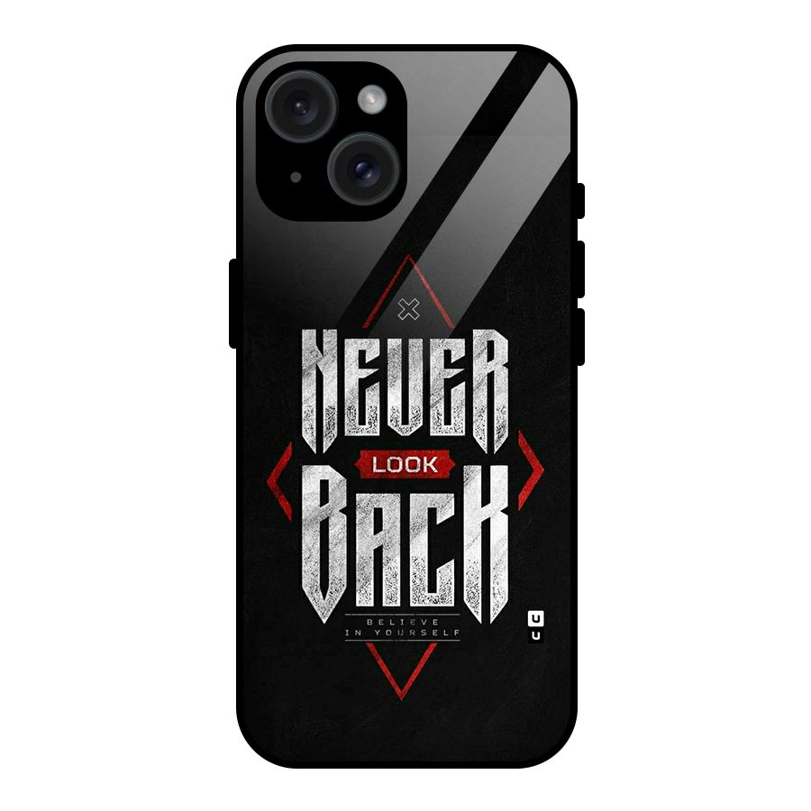 Never Look Back Diamond Glass Back Case for iPhone 15