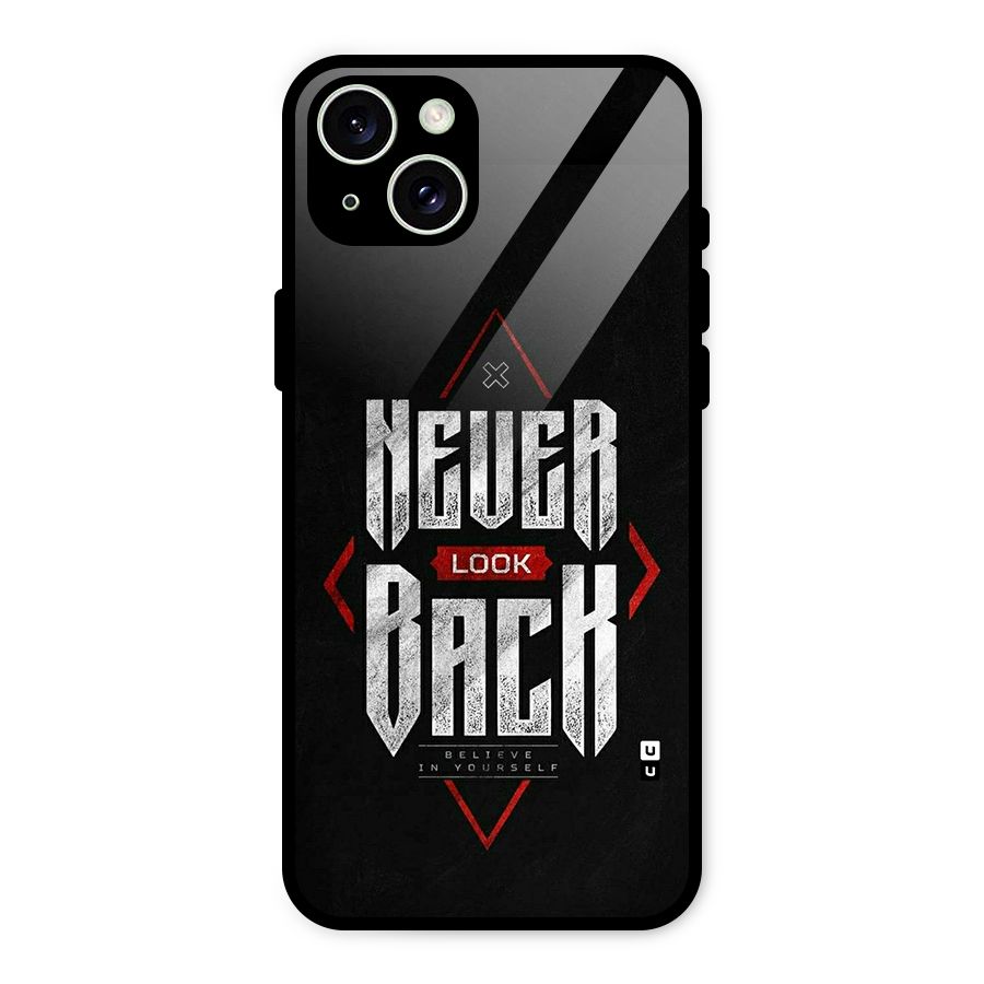 Never Look Back Diamond Glass Back Case for iPhone 15 Plus
